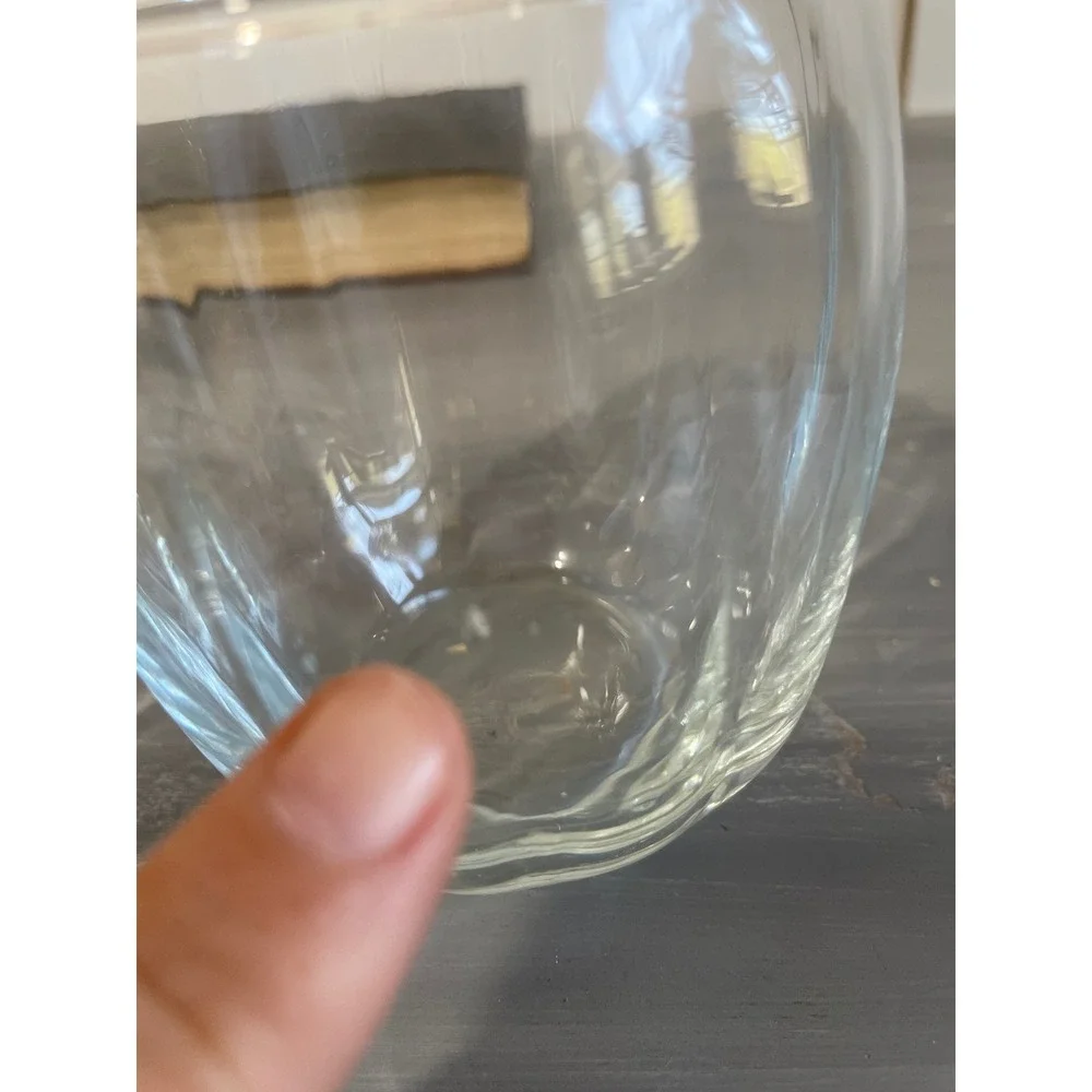 Libbey Crisa Samba Clear Ribbed Barrel‎ Rocks Glass Tumblers Etched Signature